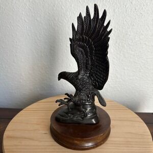 VTG Gatco Brass Bronze‎ Finish American Eagle Sculpture Statue Wood Base 8.5"